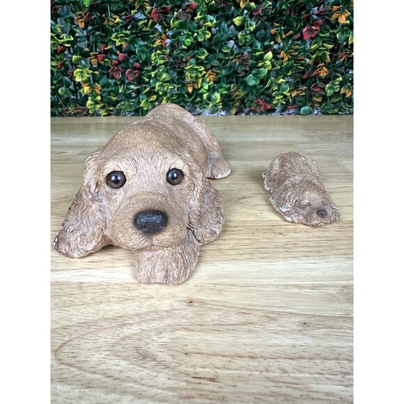Sandra‎ Brue Sandicast Cocker Spaniel Dog + Puppy Sculptor Figurine Vintage 1983 - Picture 2 of 8